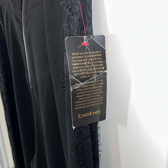 Bebe NWT Black Lace Short Sleeve Evening Jumpsuit - Picture 7 of 9